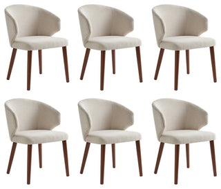 Mid-century Modern Upholstered Dining Chair, Linen, Set of 6