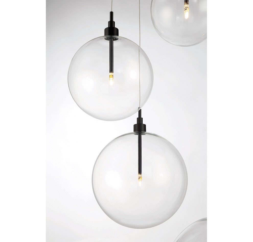 5-Light Pendant in Natural Brass, Oil Rubbed Bronze