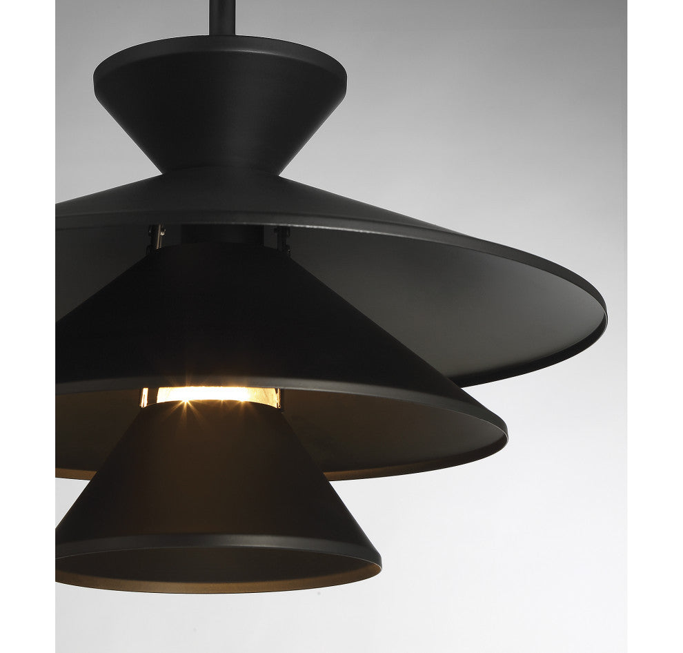1-Light Pendant, Matte Black