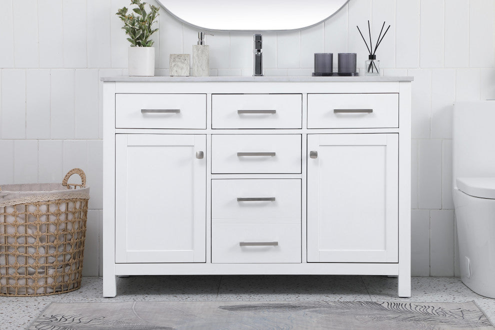 48" Single Bathroom Vanity, White