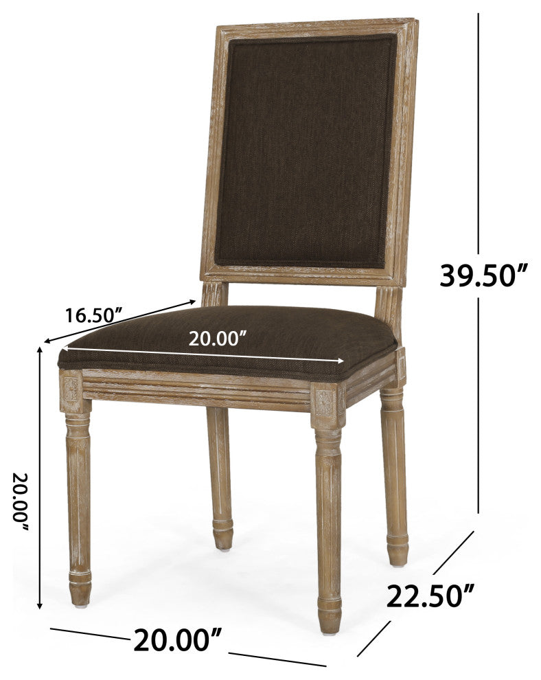 Merlene French Country Fabric Upholstered Wood 5-Piece Circular Dining Set, Natural/Brown
