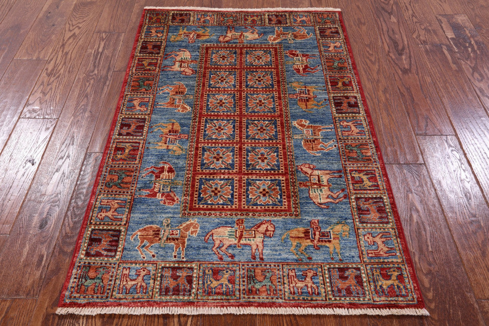 2' 9" X 4' 2" Hand-Knotted Antiqued Pazyryk Historical Design Rug Q10875