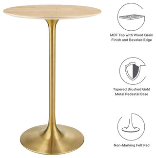 Tulip 28" Wood Bar Table-Gold Natural