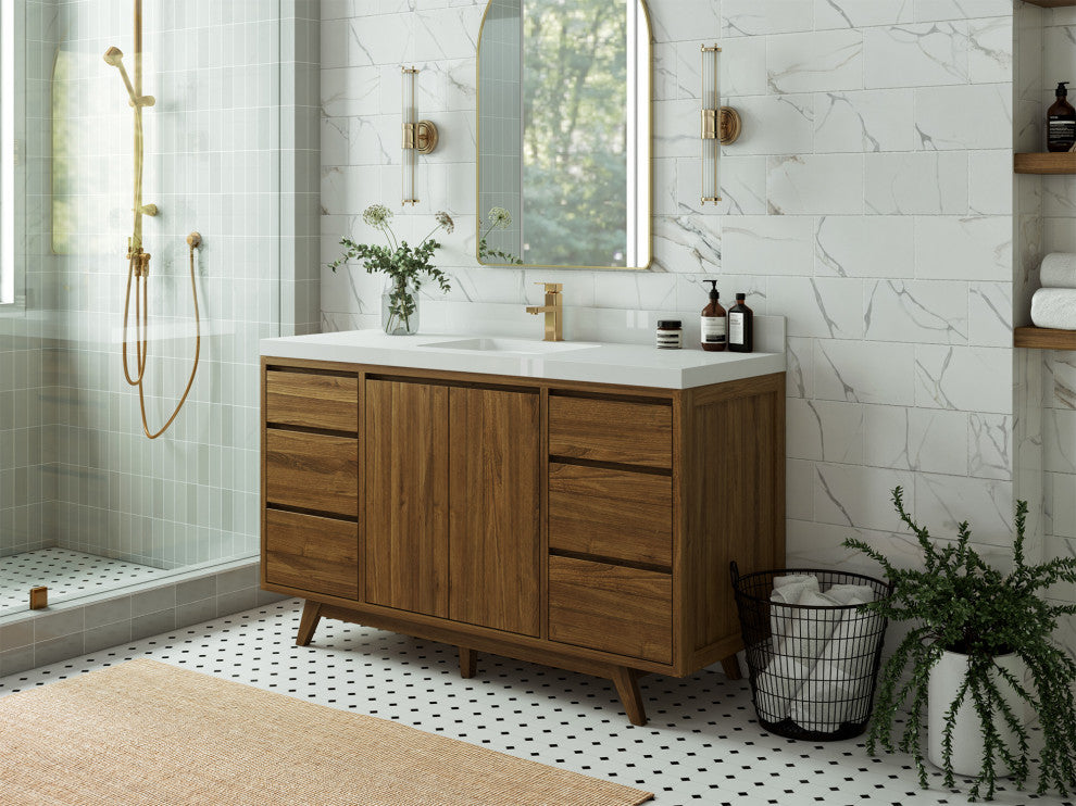 Madison Teak 60 Single Bathroom Vanity in Dark Natural 1.5" Empira Quartz