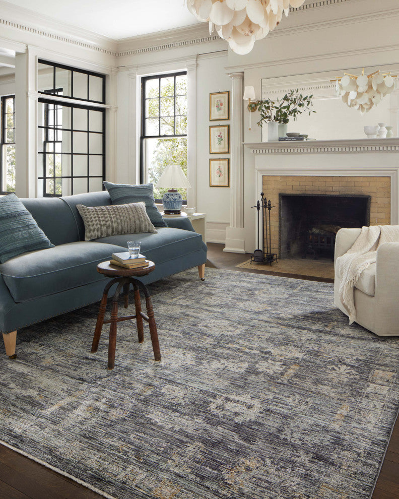 Jean Stoffer x Loloi Katherine Ink / Jade 7'-10" x 7'-10" Round Area Rug