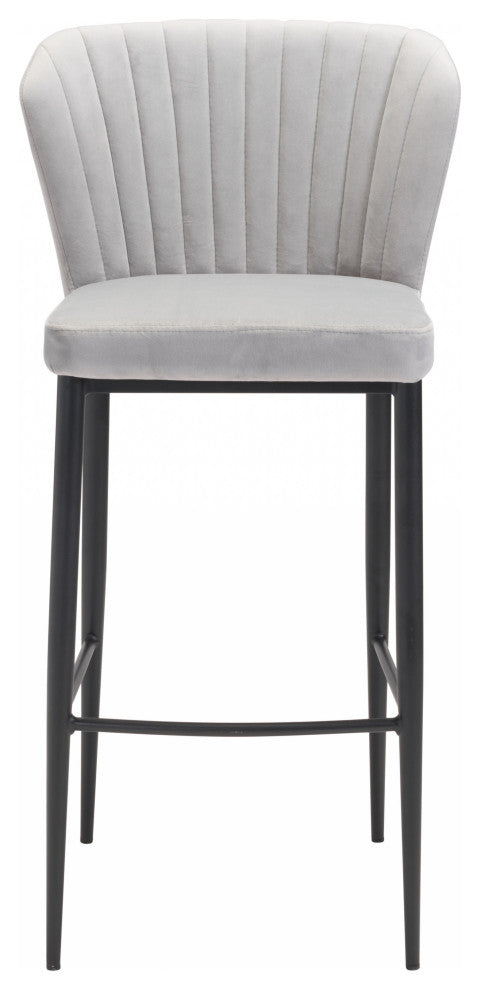 Set of Two Light Gray Sea Shell Bar Chairs