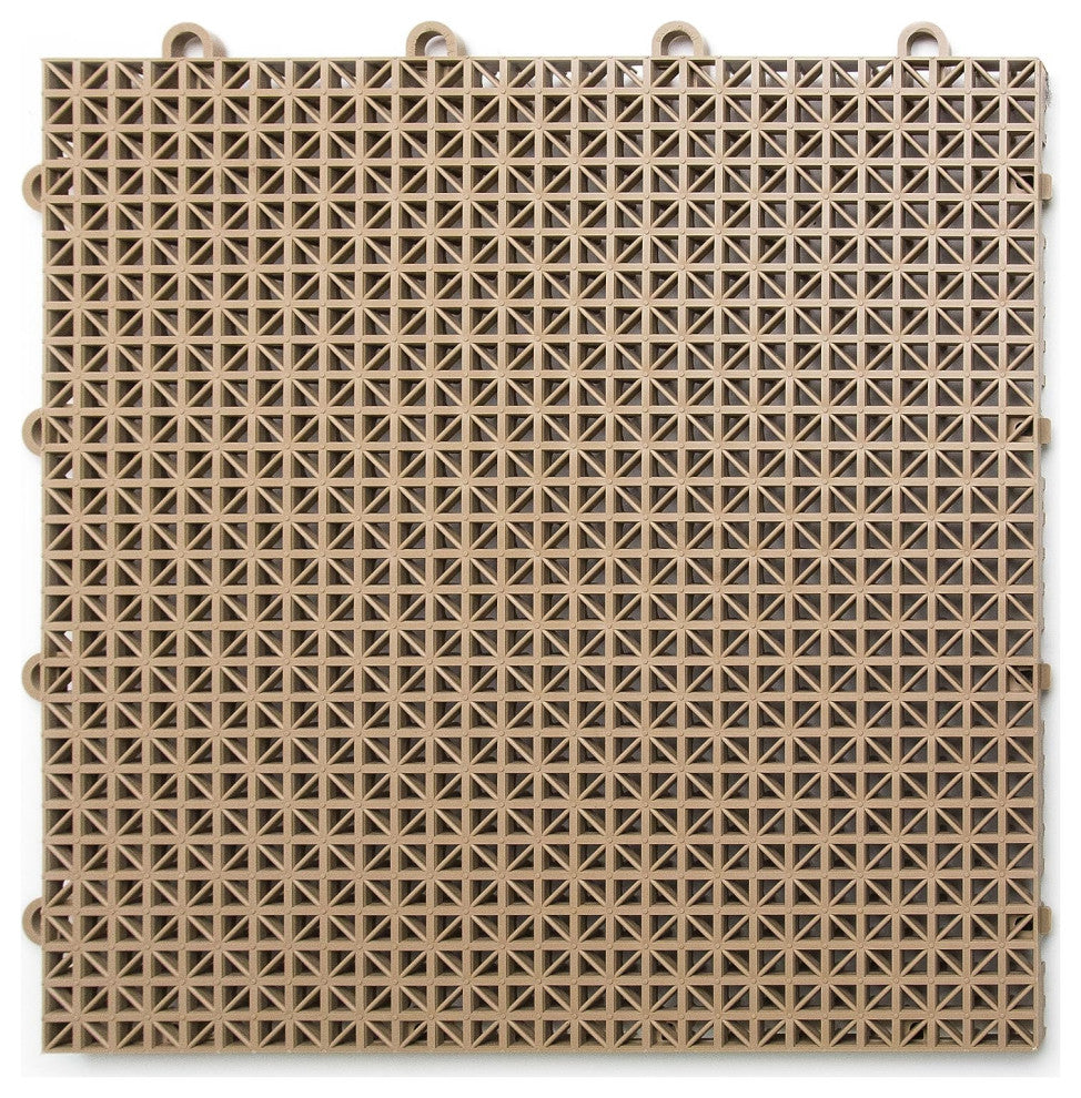 DT40BEIG DuraGrid Outdoor Modular Interlocking Multi-Use Plastic Deck Tile, Beige, 24 Pack