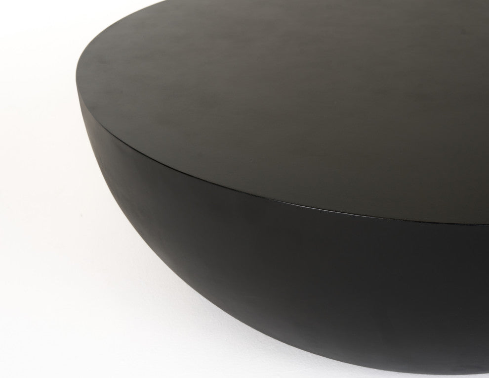 Modrest Bronte Modern Black Concrete Round Coffee Table