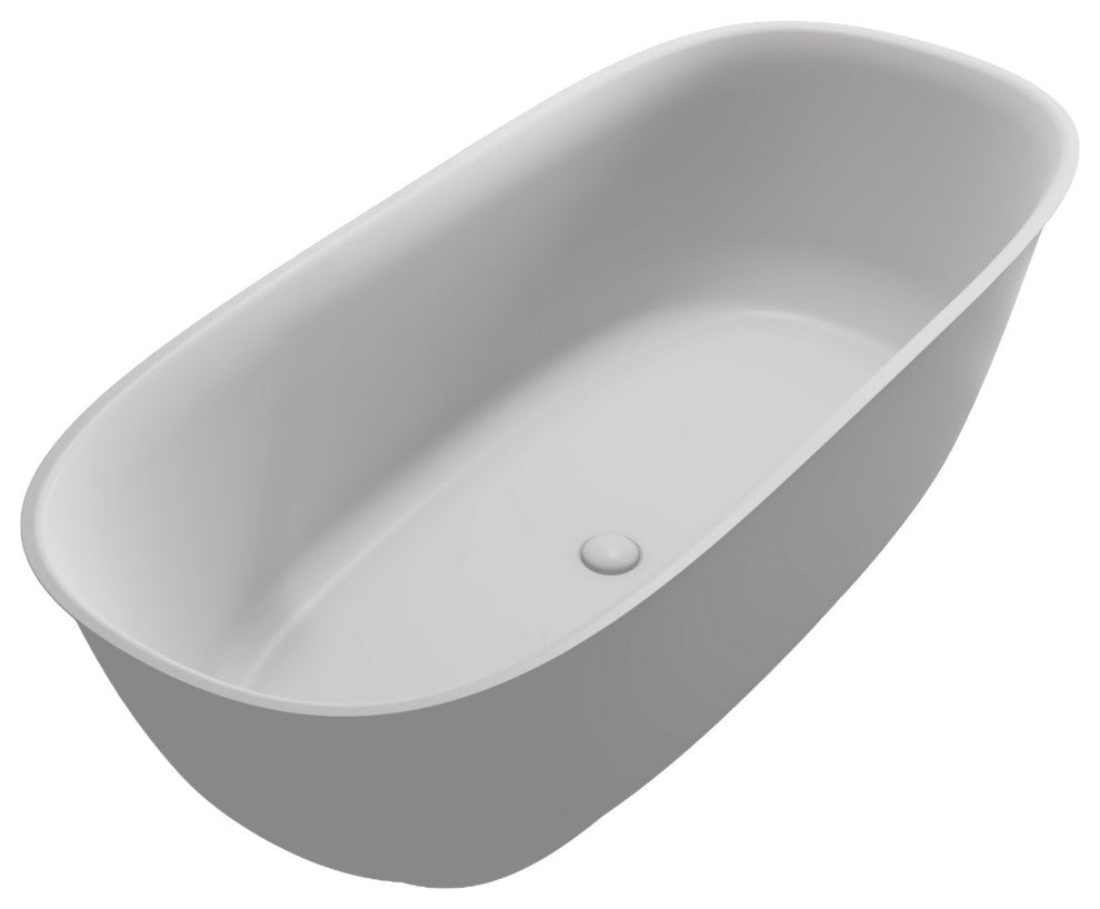 67" Solid Surface Freestanding Soaking Bathtub, White