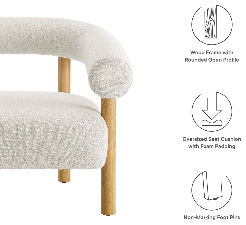 Sable Upholstered Fabric Armchair - Ivory Natural
