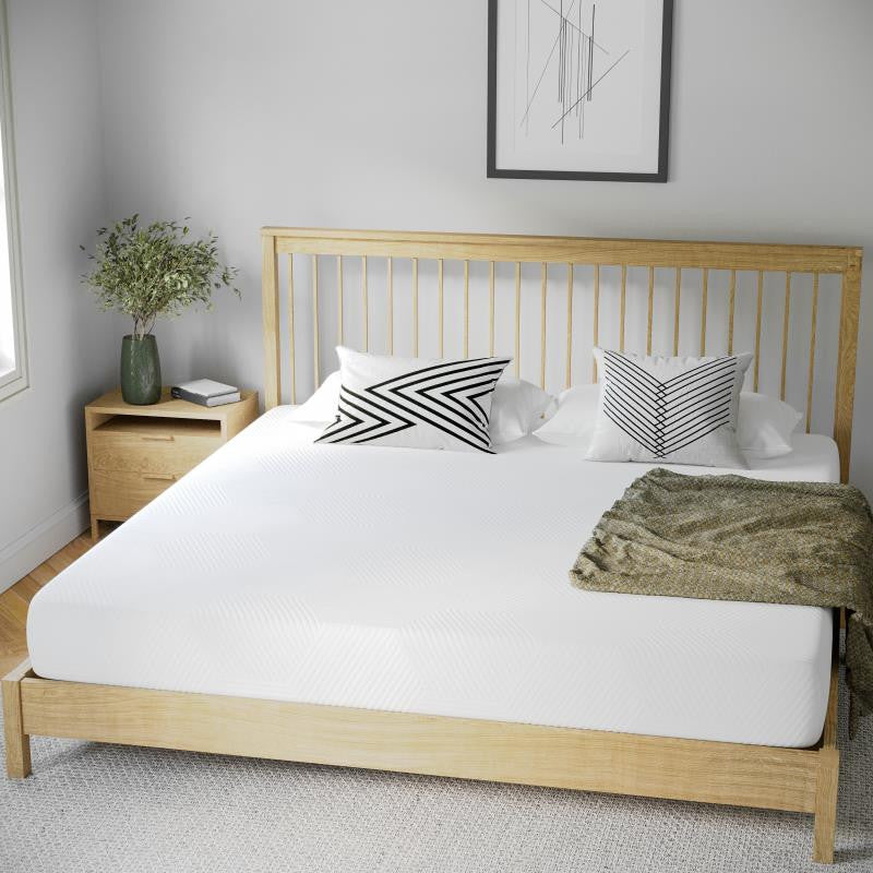 Jasmine Charcoal & Green Tea Cooling Gel Memory Foam 8" CertiPUR-US Mattress, White, King