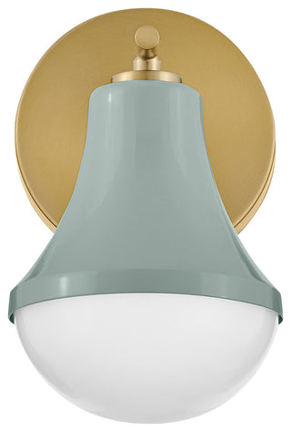 Lark Haddie 9" Modern Bath Sconce, Seafoam+ Lacquered Brass