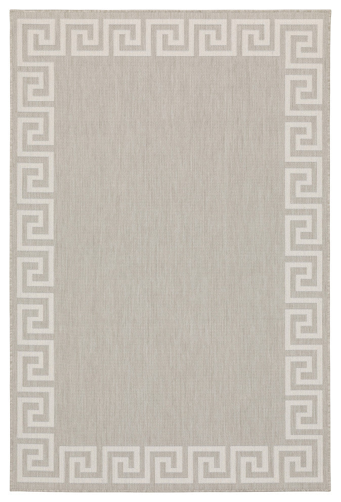 Parlan Aztec Border Indoor-Outdoor Area Rug, Gray, 5'3"x7'3"