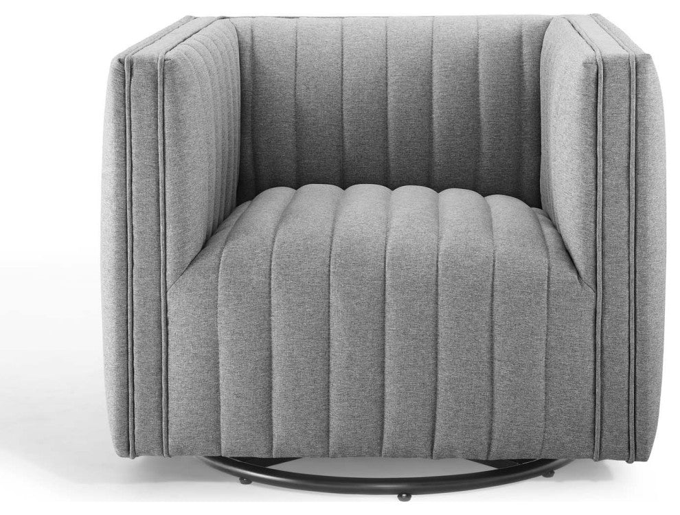 Tufted Armchair Accent Chair, Fabric, Gray, Modern, Lounge Hospitality