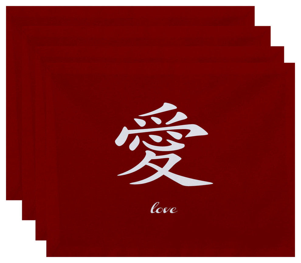 18"x14" Love, Word Print Placemat, Red, Set of 4