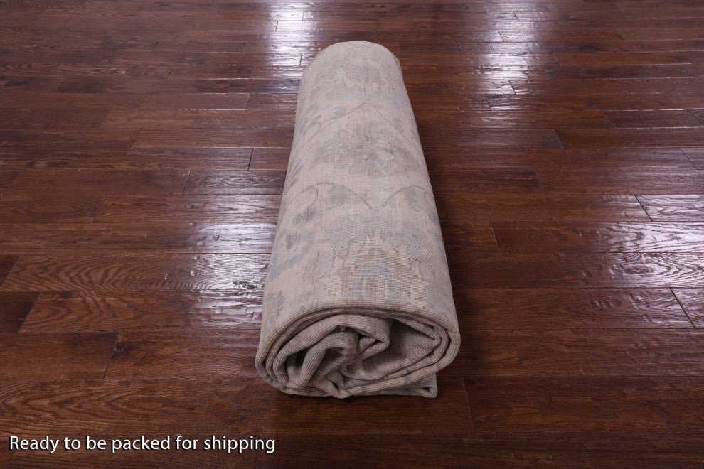 9' 10" X 13' 7" White Wash Peshawar Handmade Rug Q9534