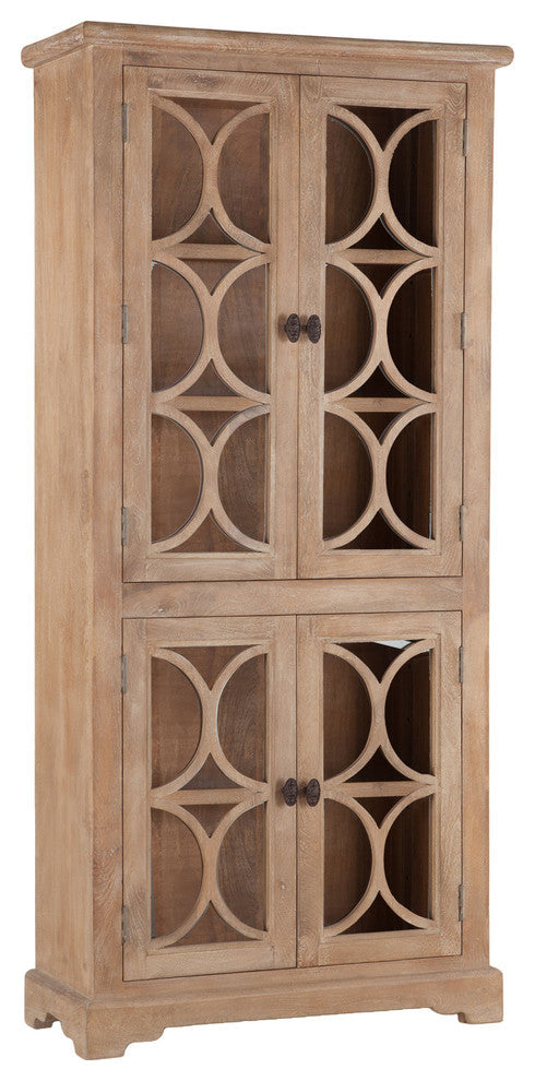 Pengrove 38-Inch Wide Mango Wood Cabinet with Carved Lattice Work Doors