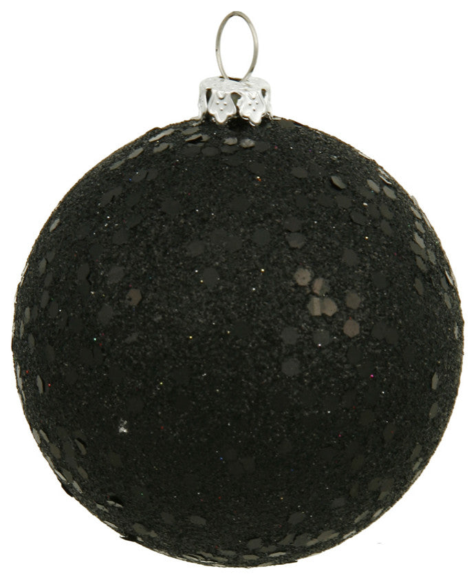 Vickerman N591017Dq 4" Black Sequin Ball Ornament, 6 Per Bag