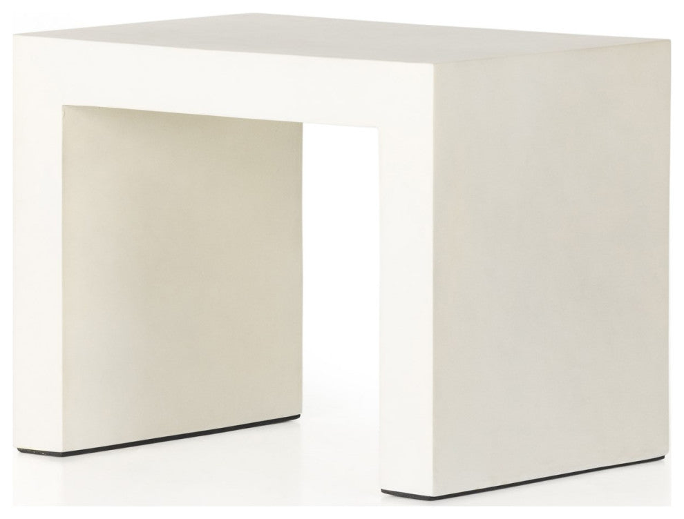 Parish Outdoor End Table-White Concrete