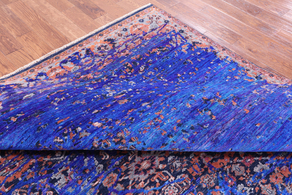 8' 2" X 9' 11" Modern Fine Serapi Hand Knotted Wool & Silk Rug - Q13502