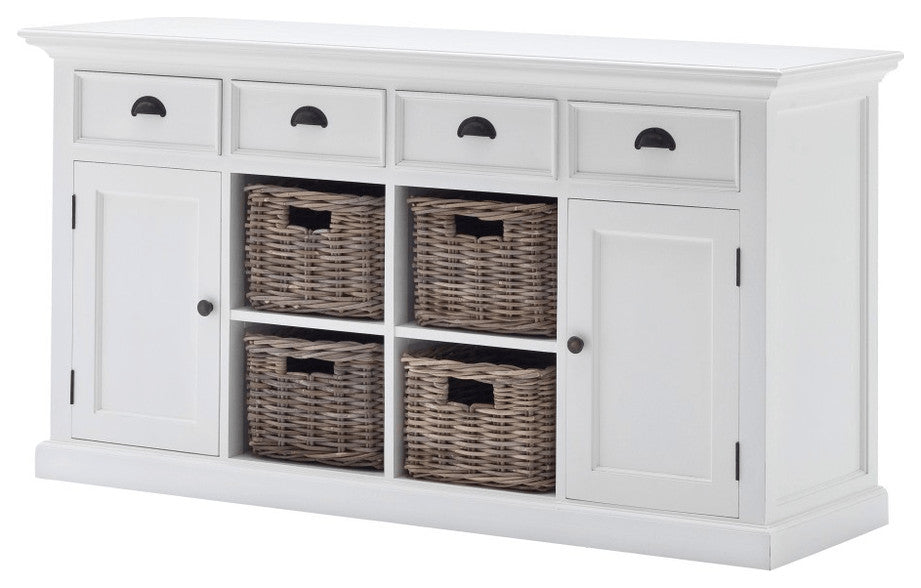 Modern Farmhouse White Buffet With Baskets