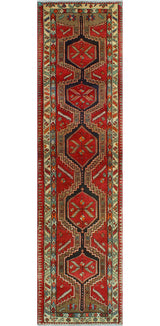 Fine Vintage Distressed Elinor Red/Ivory Runner, 3'3 x 12'5