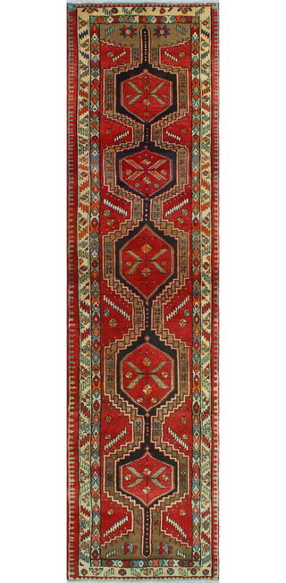 Fine Vintage Distressed Elinor Red/Ivory Runner, 3'3 x 12'5
