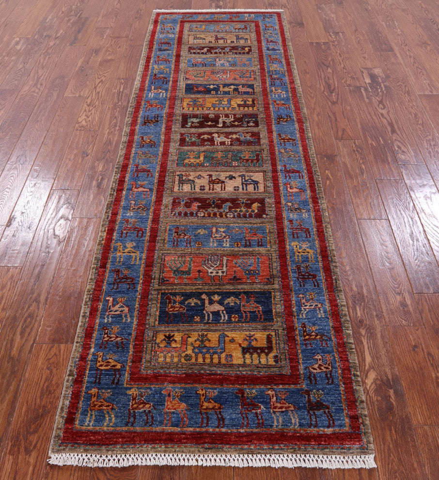 3' 0" X 9' 7" Runner Tribal Persian Gabbeh Handmade Rug Q9959