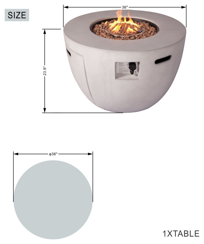 Patio Propane Fire Pit Table with Cushioned Wicker Chairs, Bowl