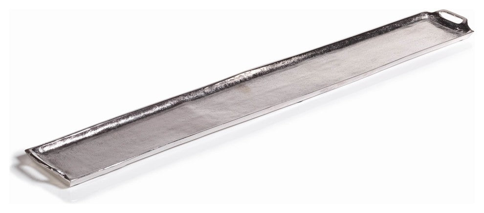 40" Long Raw Nickel Serving Tray, Silver