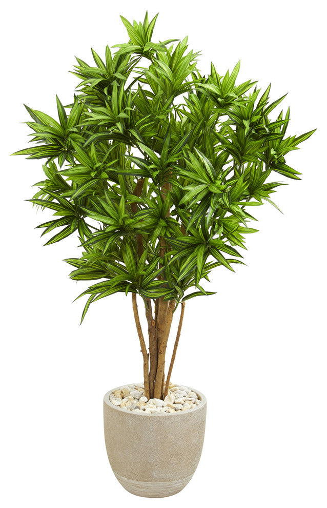 Nearly Natural Dracaena Artificial Tree in Sandstone Planter