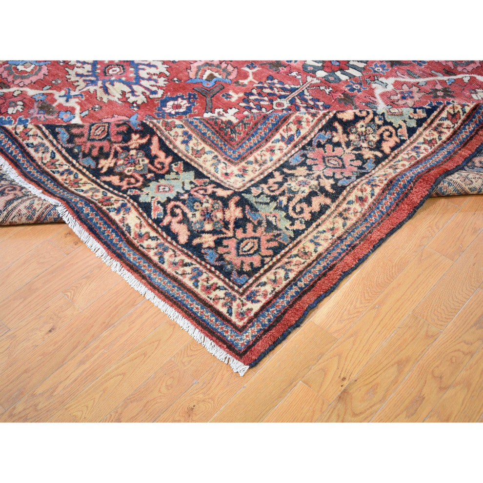 Antique Persian Mahal Good Condition Some Wear Clean Handmade Rug10'10"x13'8"
