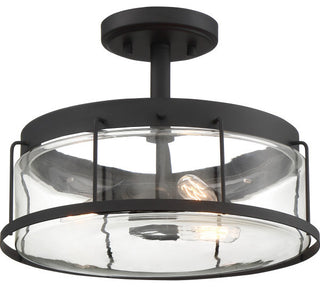 Quoizel LUD1713EK Three Light Semi Flush Mount, Earth Black Finish