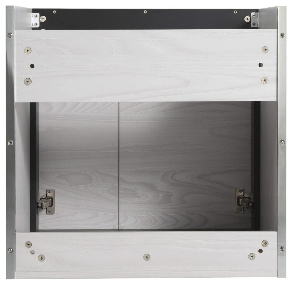 Oakville Wall Mount Bathroom Vanity, Mild Grey Oak, 24", Chrome Hardware