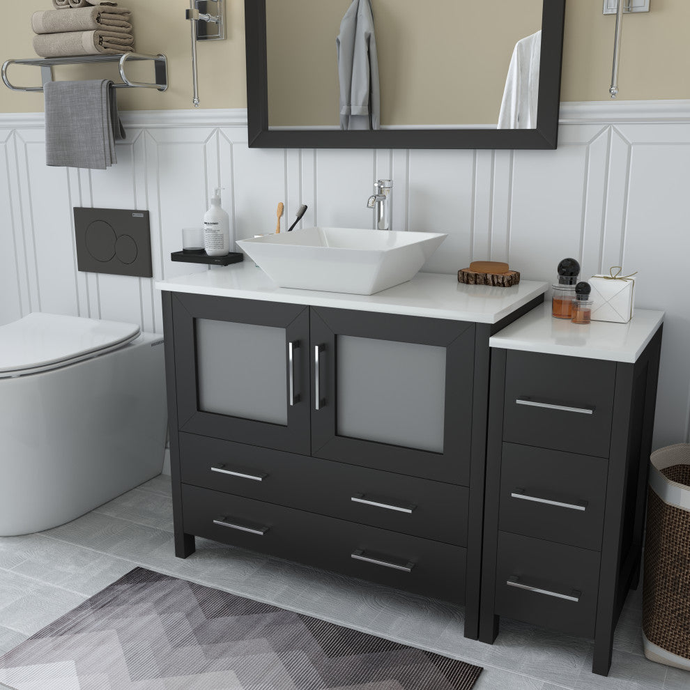 Vanity Art Vanity Set With Vessel Sink, Espresso, 48", Led Sensor-Switch Mirror