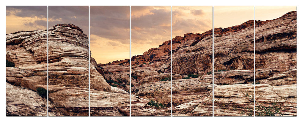 Scenic Red Rock Canyon in Nevada, Landscape Canvas Art Print, 83"x32", 7 Panels