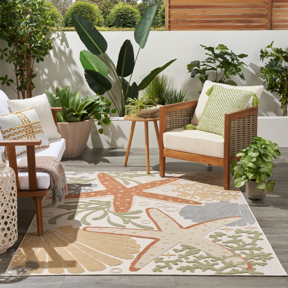 Nourison Aloha 6' x 9' Ivory Multicolor Outdoor Area Rug