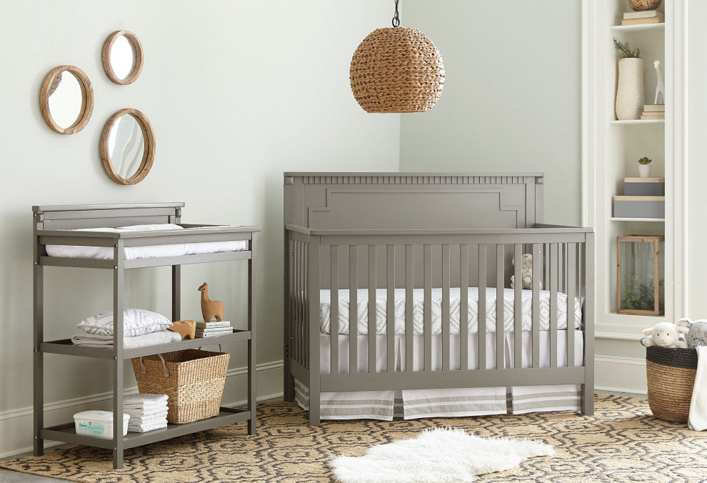 Emery 56"W Wood Convertible Crib Panel, Gray