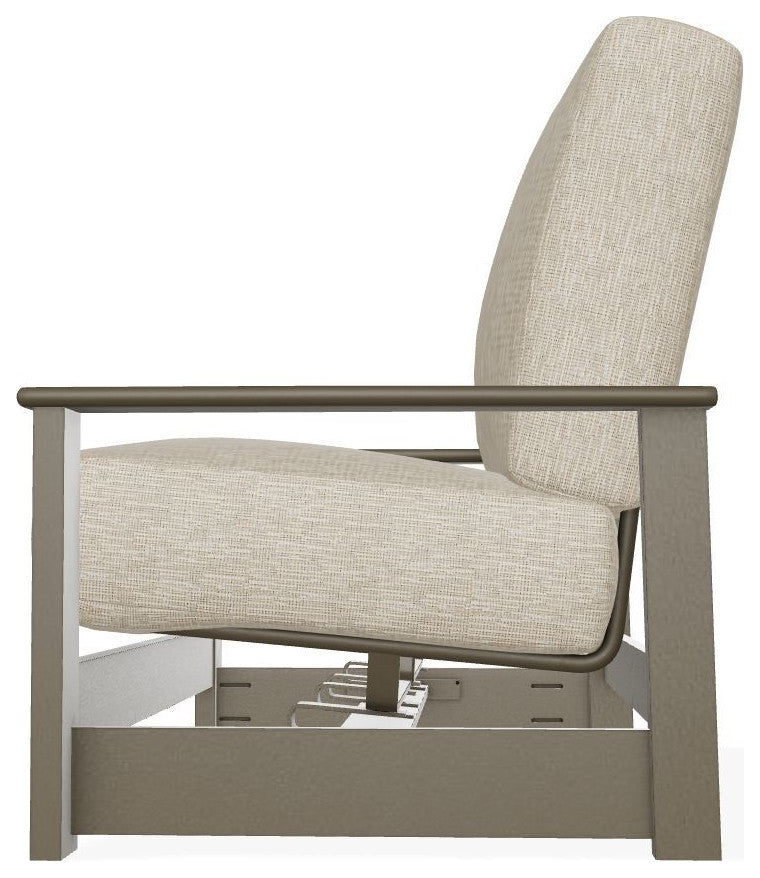 Leeward Deep Seat Outdoor Loveseat with Hidden Motion, Grasscloth Dune/Beachwood