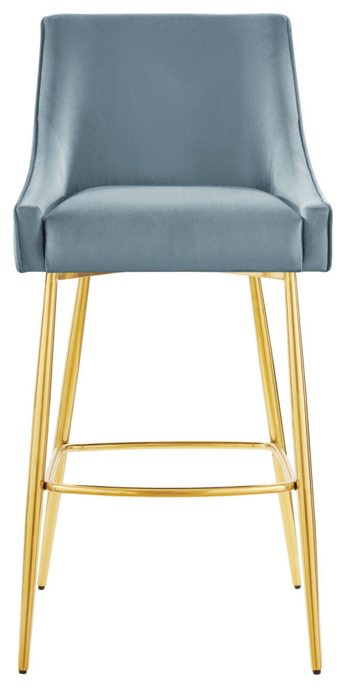 Bar Stool Chair Barstool, Set of 2, Blue, Velvet, Modern, Mid Century Lounge