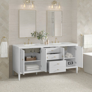 Myrrin 72" Double Vanity, Bright White, 3 CM Ethereal Noctis Top