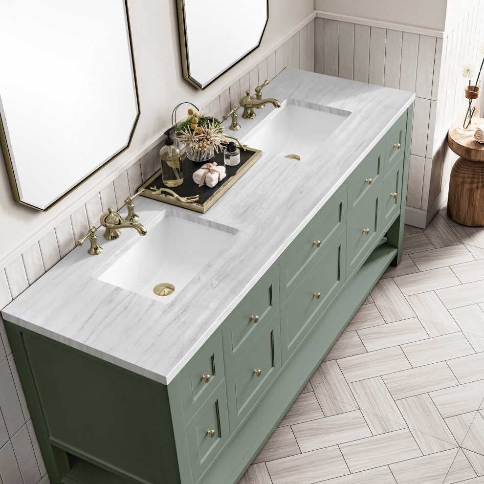 Breckenridge 72" Double Vanity, Smokey Celadon, 3CM Arctic Fall Top