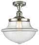 Large Oxford 1-Light Semi-Flush Mount, Polished Nickel, Clear
