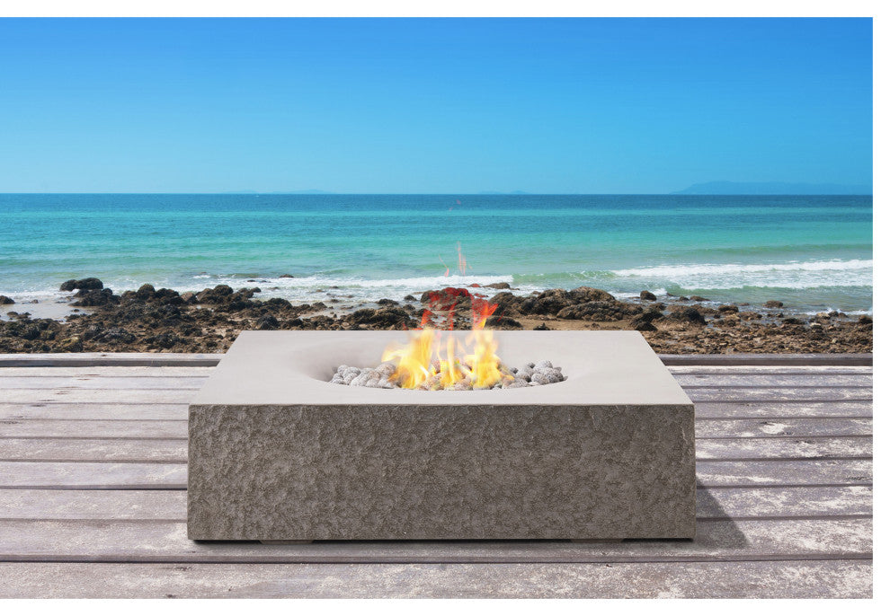 Pyromania Monument Concrete Fire Pit Table, 41"x41", Slate, Propane