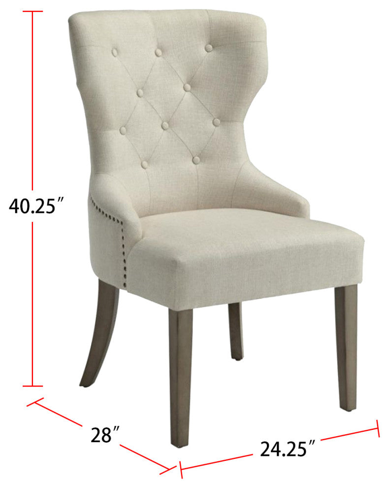 Wood Dining Side Chair, Beige Finish