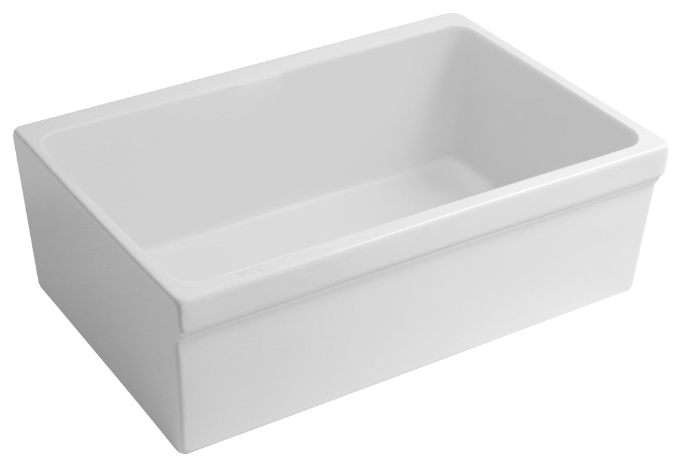 Whitehaus WHQ5530-M-WHITE Glencove Fireclay Kitchen Sink, Matte White