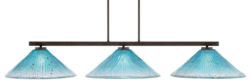 Atlas 3 Light Bar In Dark Granite Finish With 16" Teal Crystal Glass