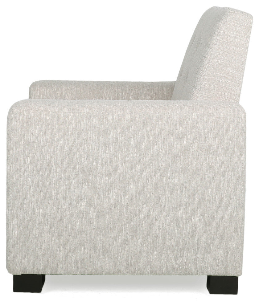 Langseth Contemporary Tufted Pushback Recliner, Beige/Dark Brown, Fabric