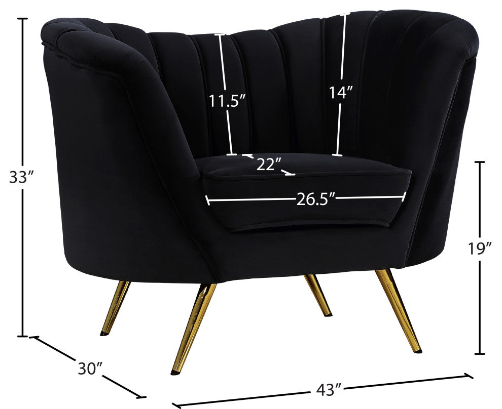 Margo Velvet Upholstered Set, Black, Chair