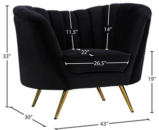 Margo Velvet Upholstered Set, Black, Chair